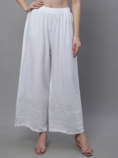 tag 7 white embellished rayon palazzos