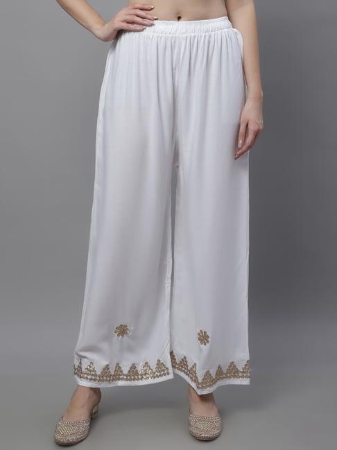 tag 7 white embellished rayon palazzos