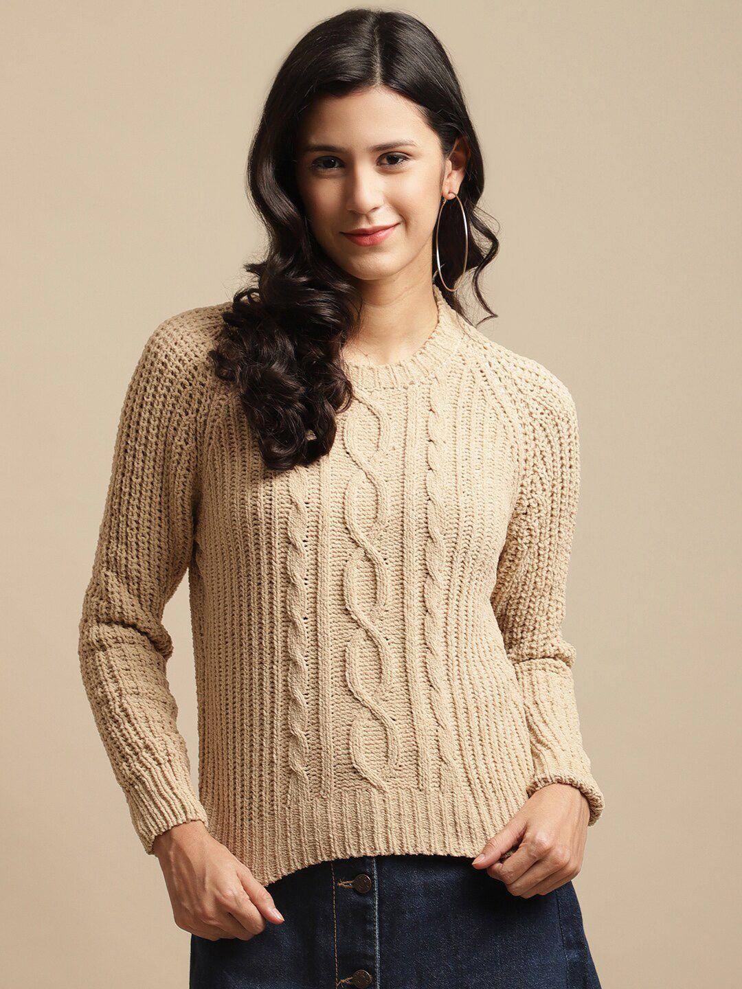 tag 7 women beige cable knit pullover