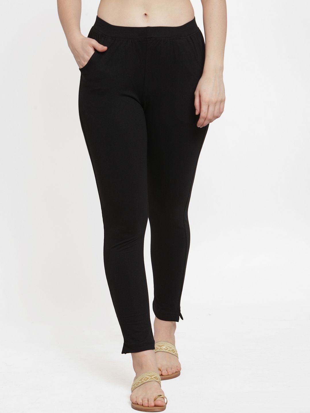 tag 7 women black solid ankle-length leggings