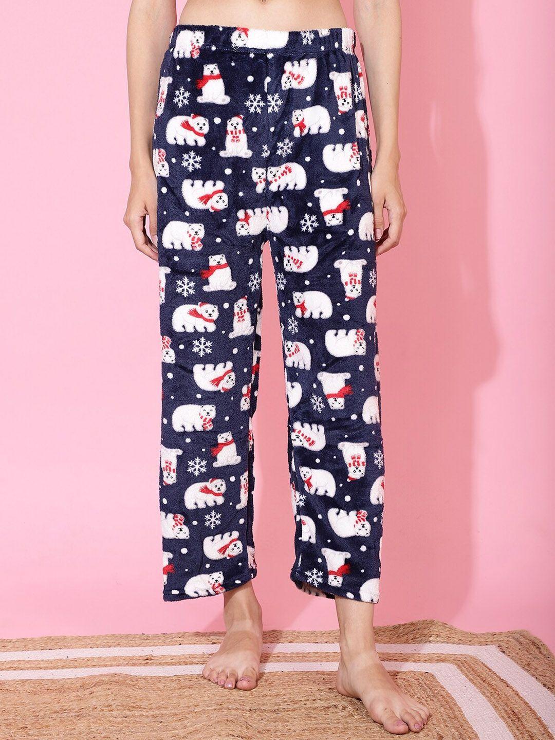 tag 7 women conversational printed mid-rise lounge pants