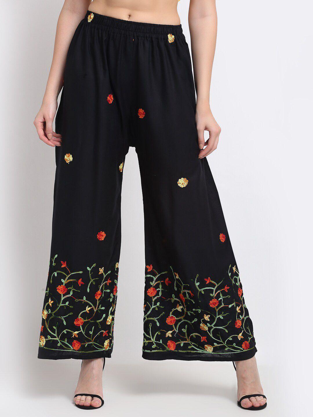 tag 7 women floral embroidered flared palazzos