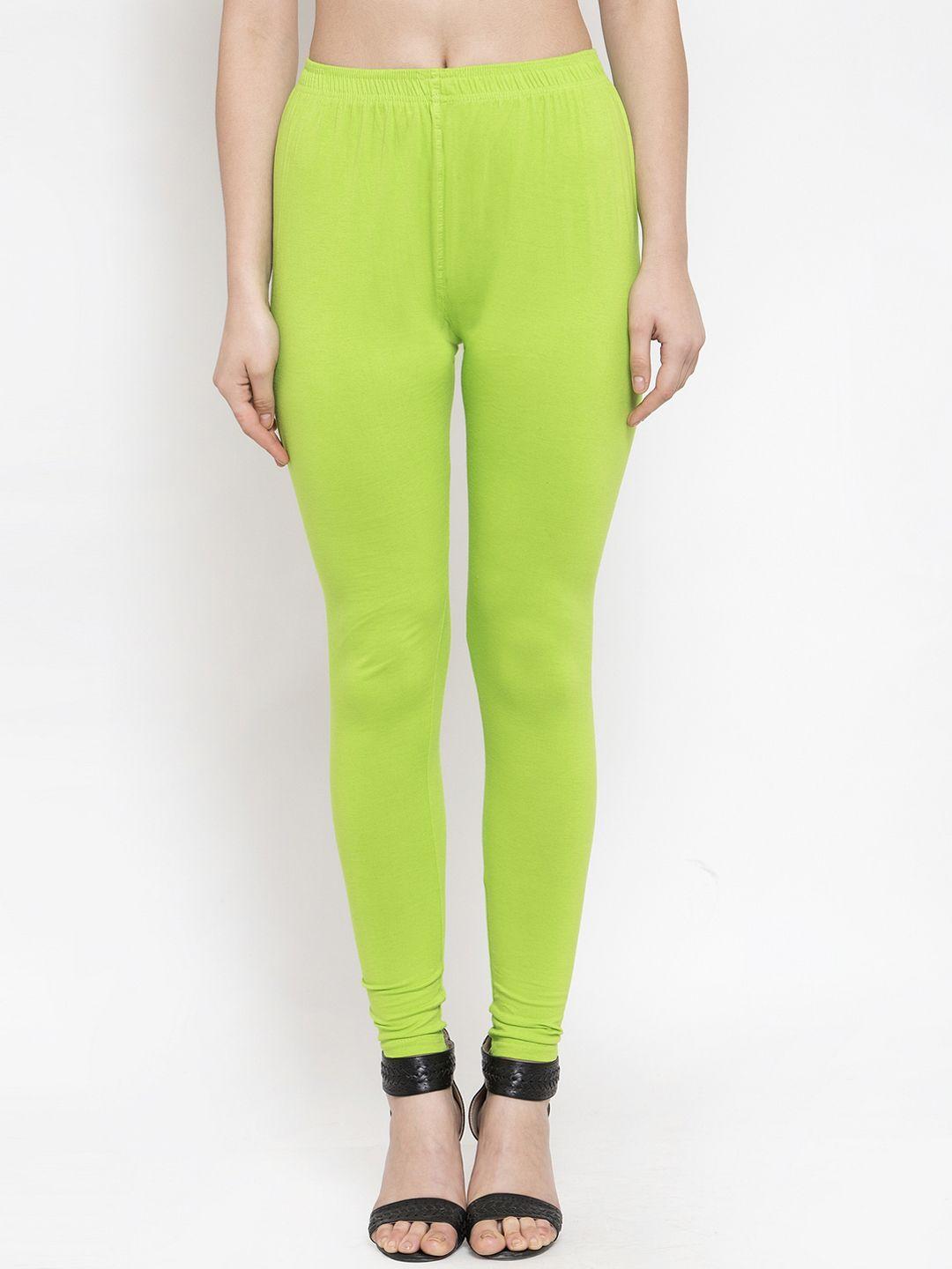 tag 7 women green solid ankle-length leggings