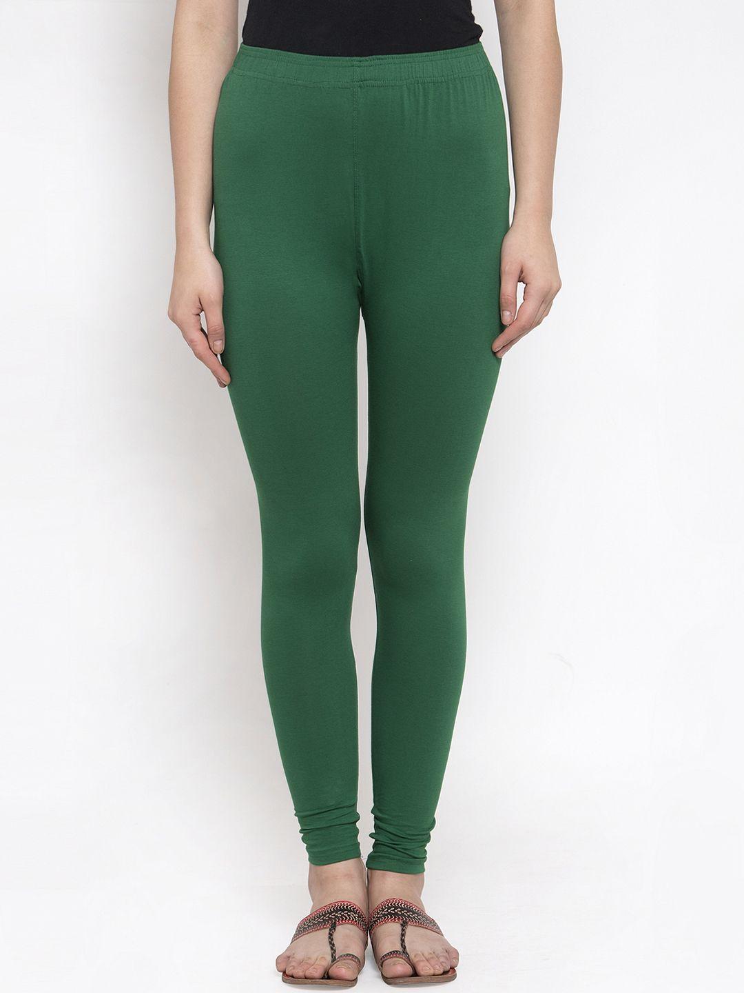 tag 7 women green solid churidar-length leggings