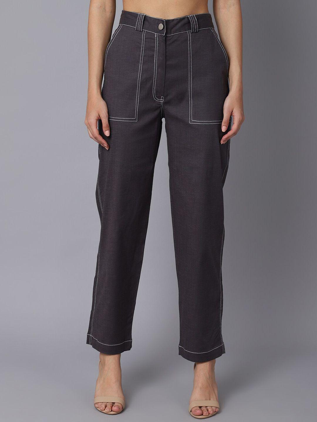 tag 7 women grey smart straight fit trousers