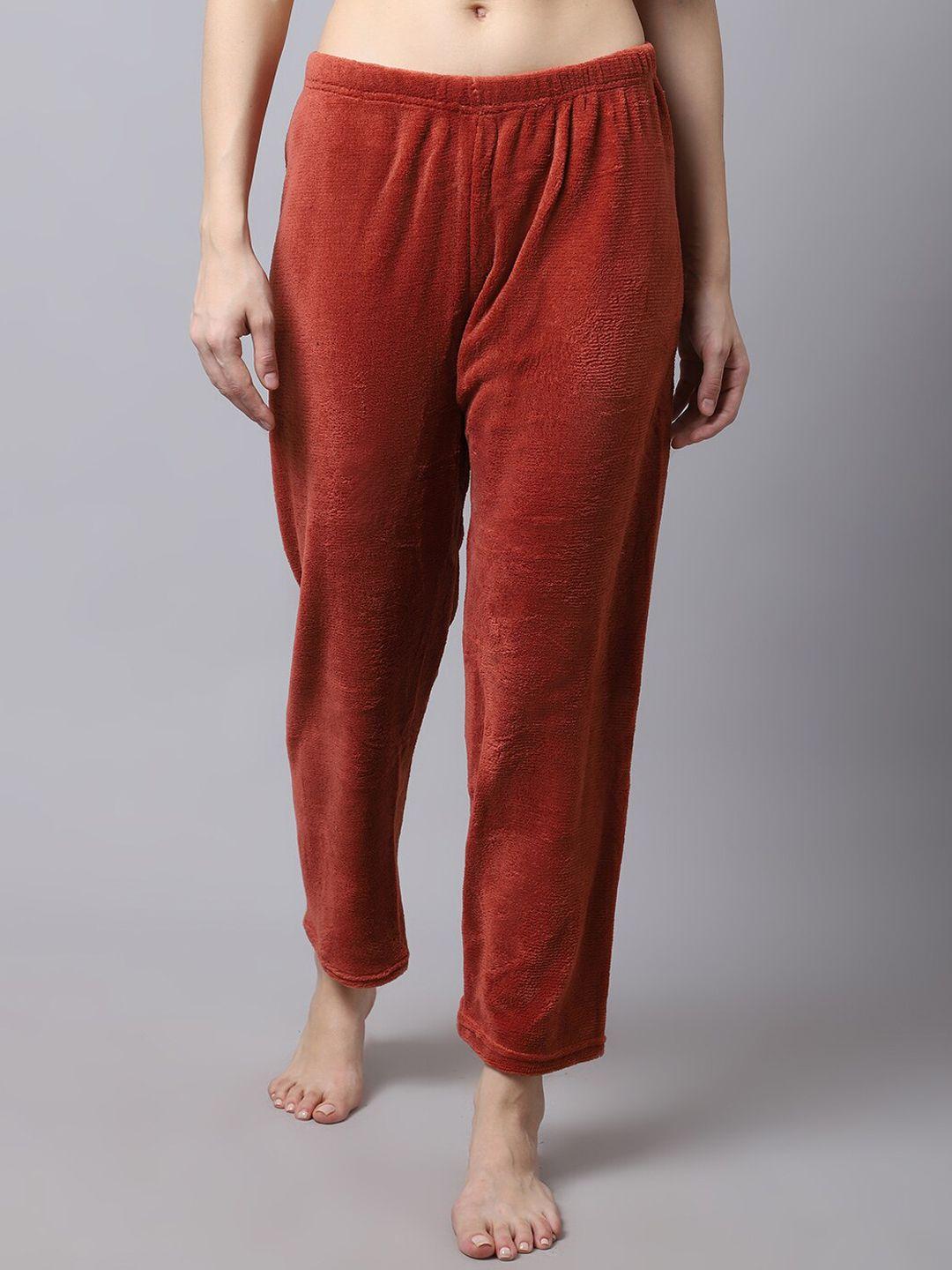 tag 7 women maroon fur winter lounge pants