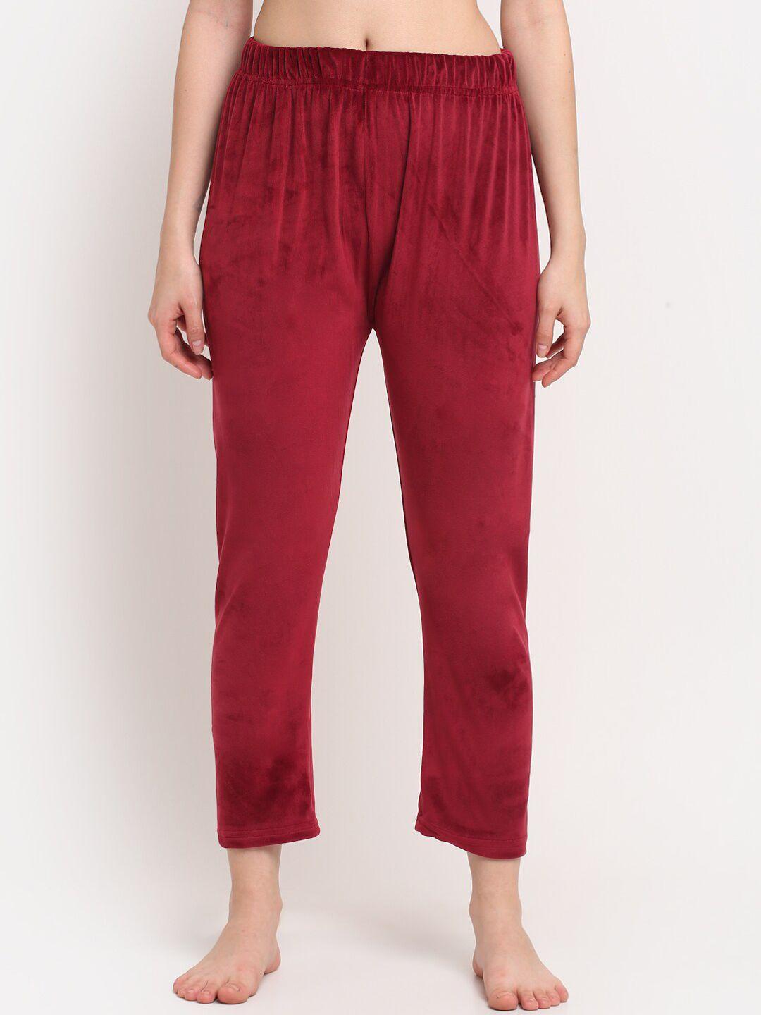tag 7 women maroon solid lounge pants