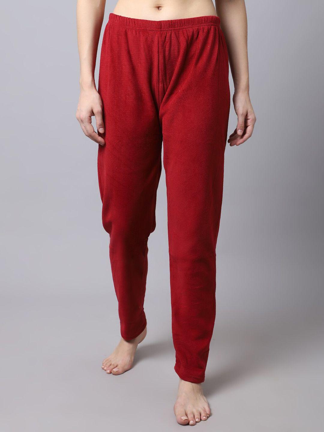 tag 7 women maroon solid lounge pants