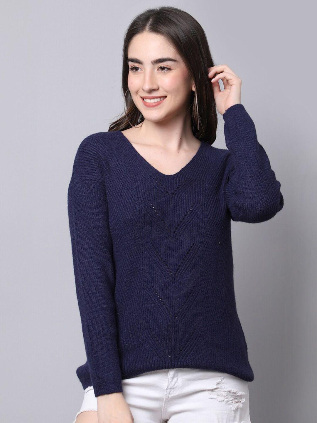 tag 7 women navy blue acrylic pullover