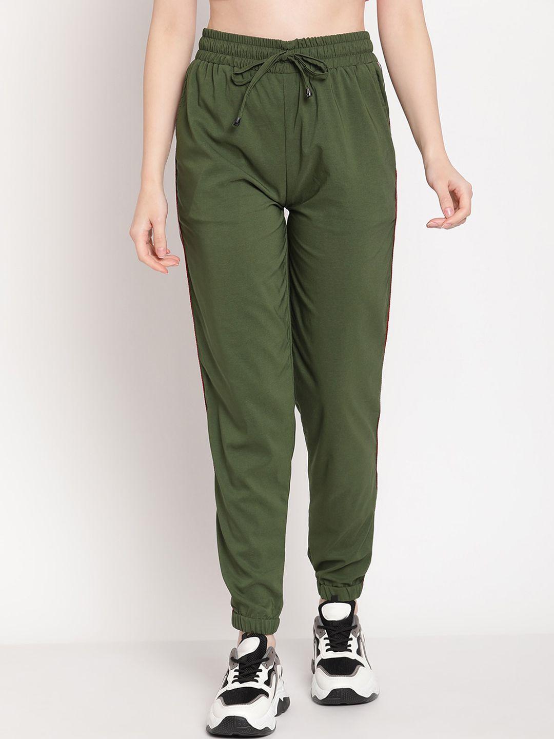tag 7 women olive green high-rise joggers