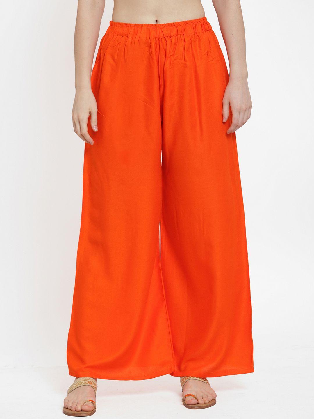 tag 7 women orange solid wide leg palazzos