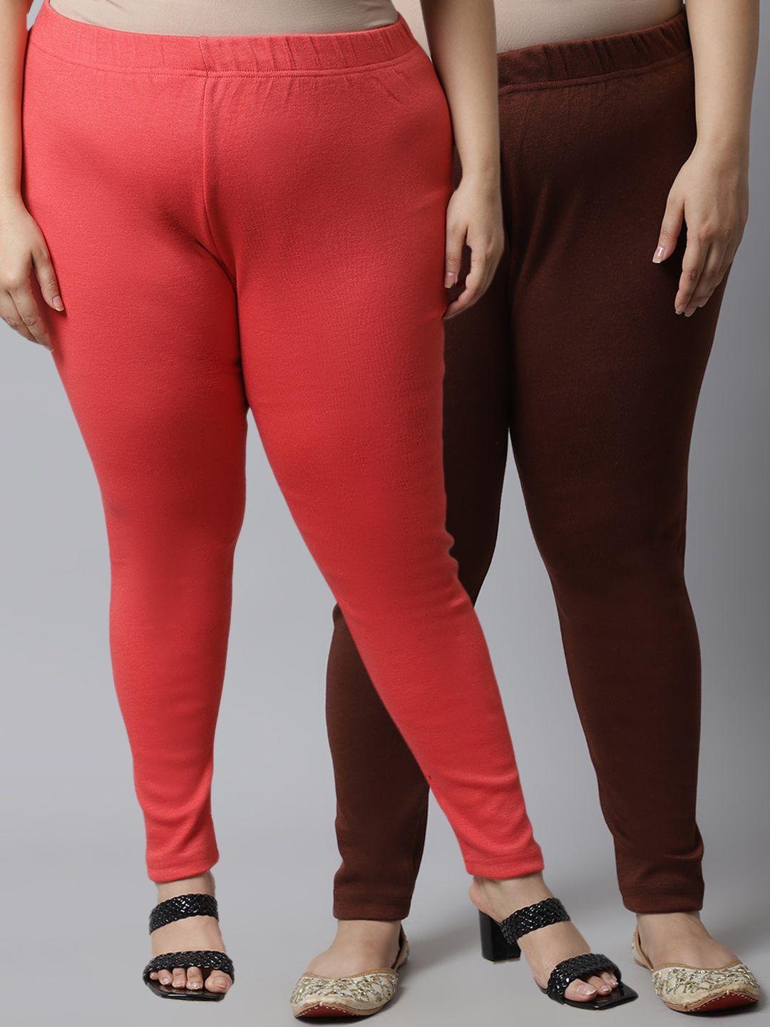 tag 7 women plus size pack of 2 solid ankle-length leggings