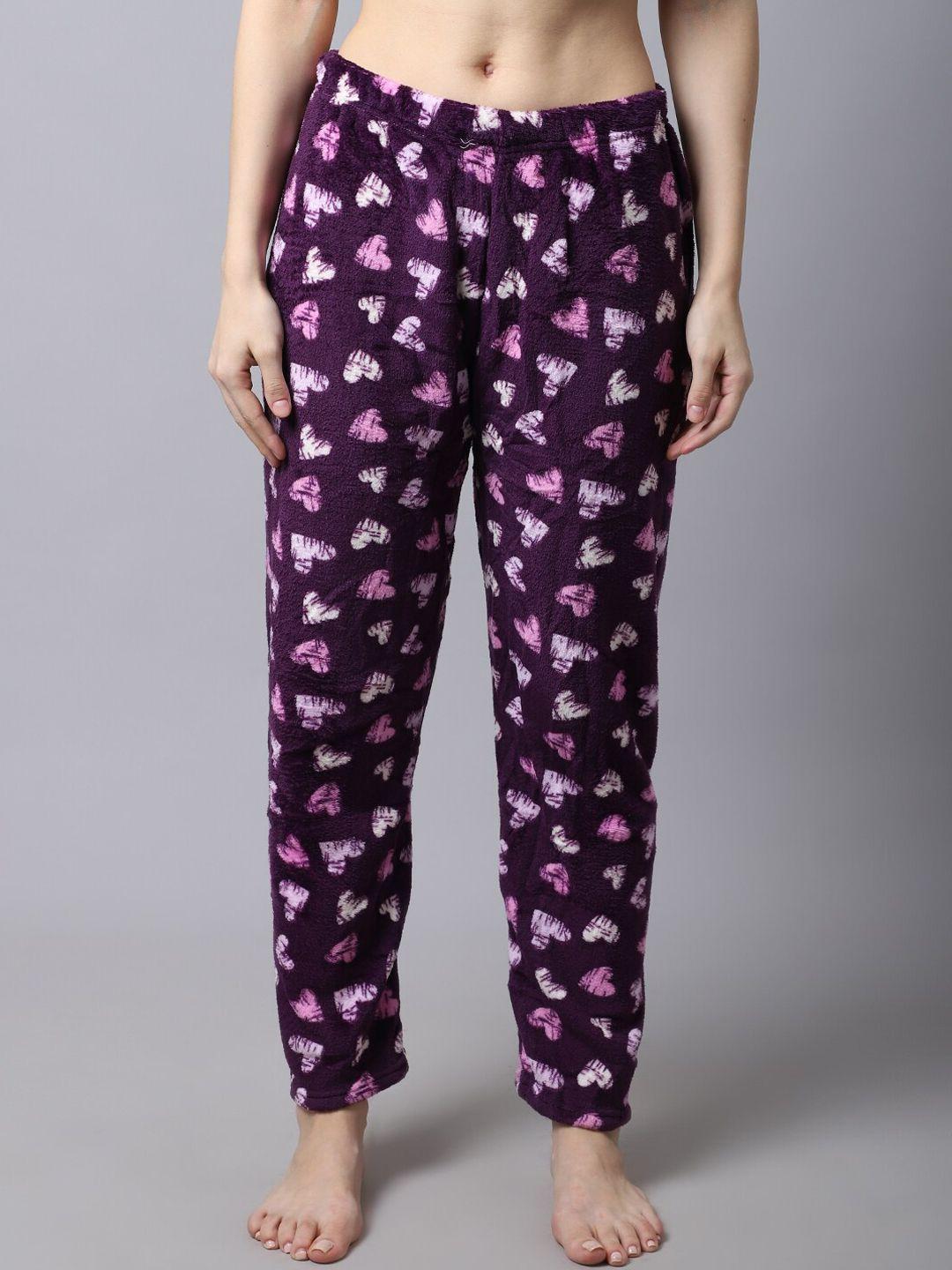 tag 7 women purple printed fur winter lounge pants