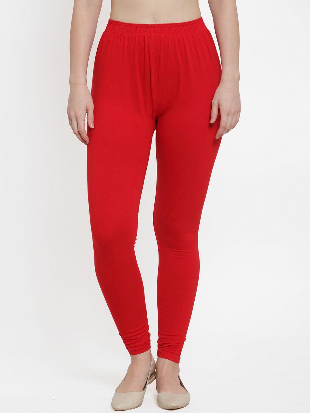 tag 7 women red solid ankle-length legging