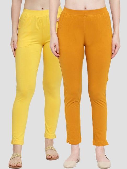 tag 7 yellow cotton leggings - pack of 2