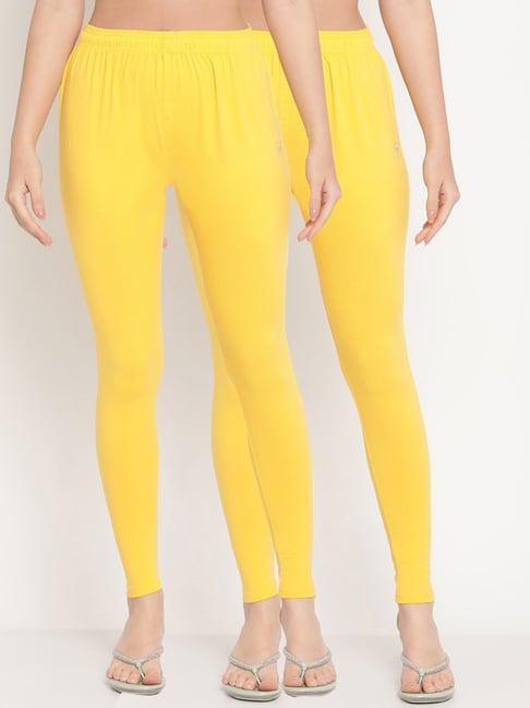 tag 7 yellow cotton leggings - pack of 2