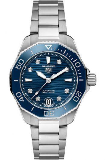 tag heuer aquaracer blue dial automatic watch with steel bracelet for women - wbp231b.ba0618
