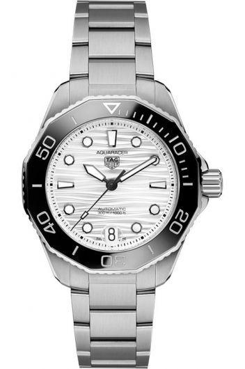 tag heuer aquaracer grey dial automatic watch with steel bracelet for women - wbp231c.ba0626