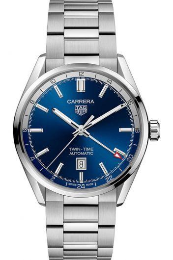 tag heuer carrera blue dial automatic watch with steel bracelet for men - wbn201a.ba0640