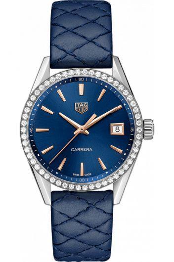 tag heuer carrera blue dial quartz watch with calfskin strap for women - wbk1317.fc8259