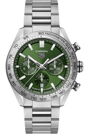 tag heuer carrera green dial automatic watch with steel bracelet for men - cbn2a10.ba0643