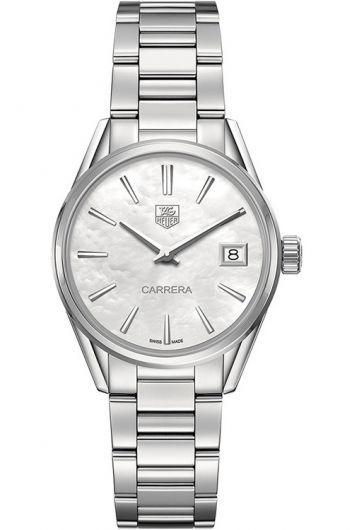 tag heuer carrera mop dial quartz watch with steel bracelet for women - war1311.ba0773