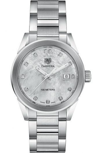 tag heuer carrera mop dial quartz watch with steel bracelet for women - wbg1312.ba0758