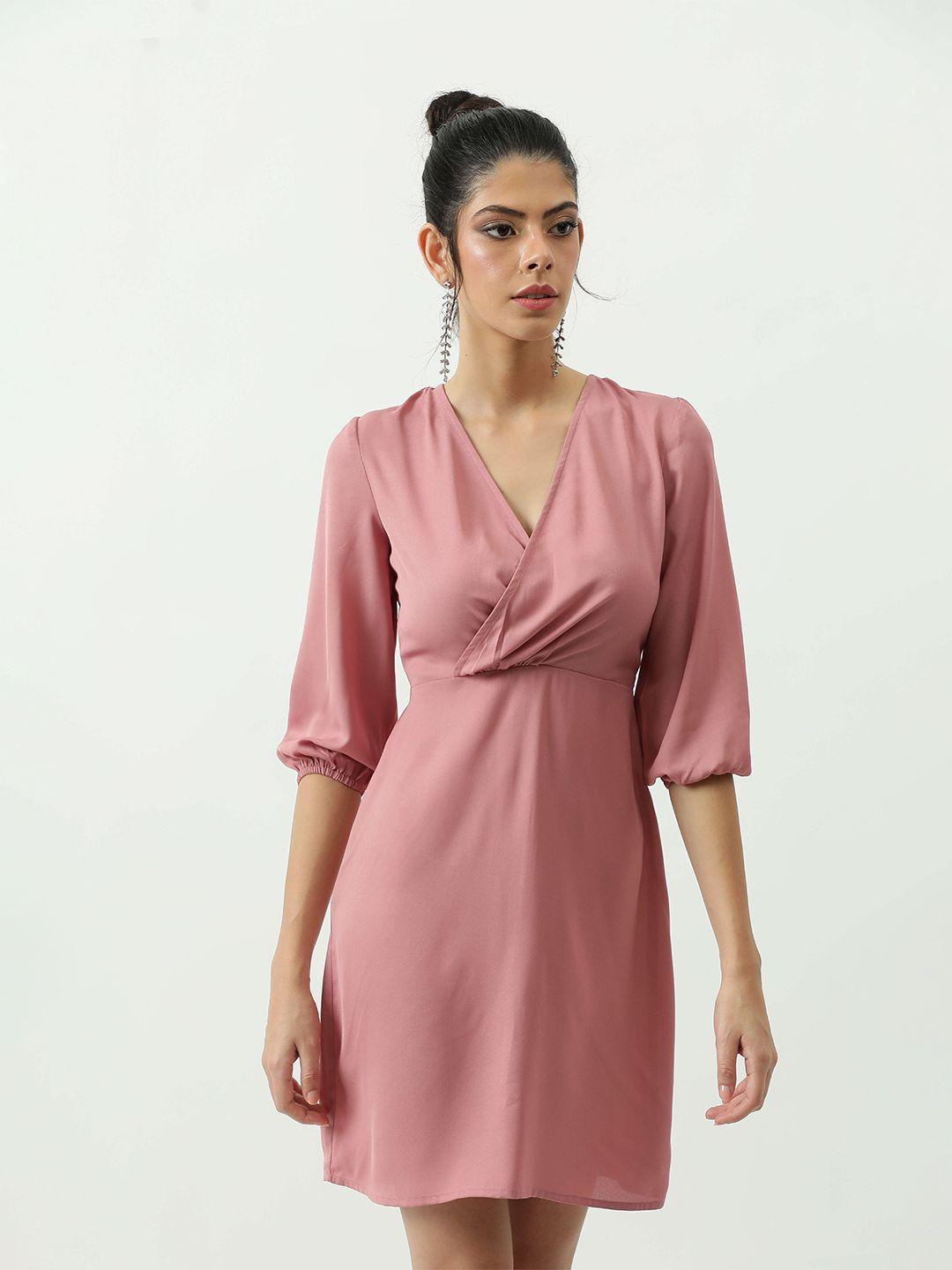 taggd peach-coloured fit & flare dress