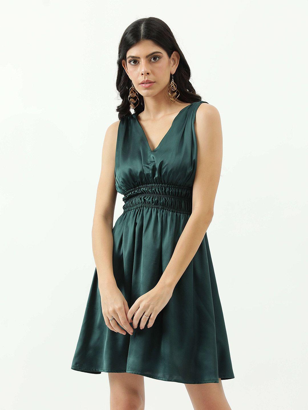 taggd sea green georgette fit & flare dress