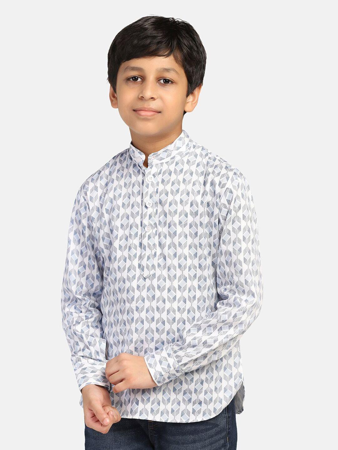 tahvo boys geometric printed cotton india slim fit opaque casual shirt