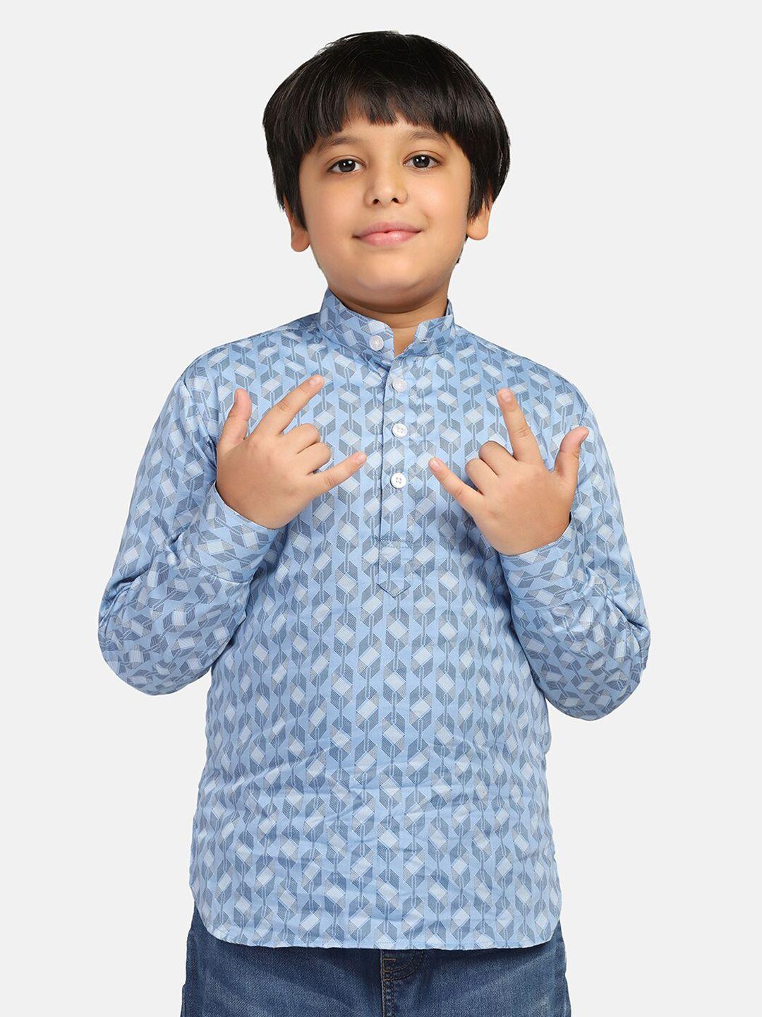 tahvo boys geometric printed cotton india slim fit opaque casual shirt