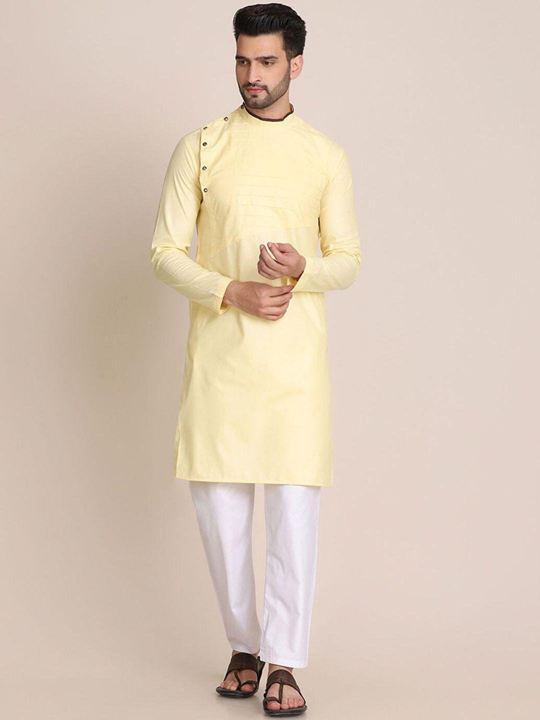 tahvo mandarin collar regular pure cotton kurta with pyjamas