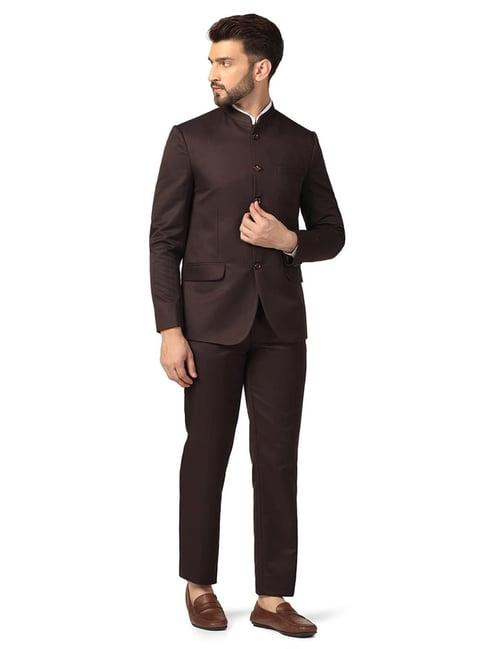 tahvo brown  slim fit two piece suit