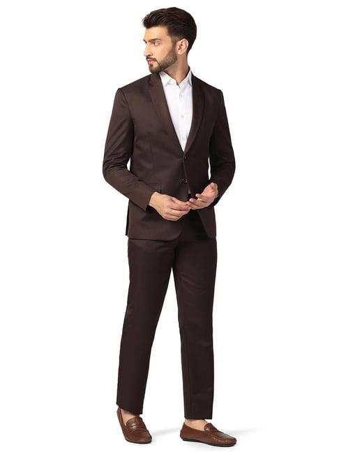 tahvo brown  slim fit two piece suit