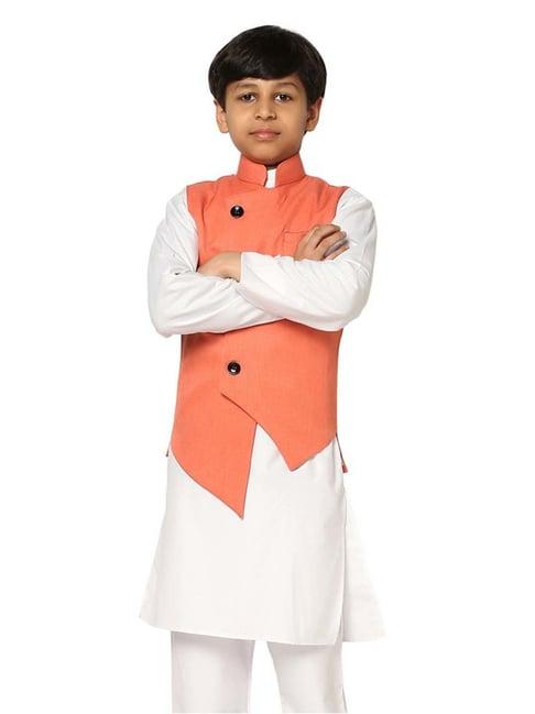 tahvo kids peach slim fit nehru jacket