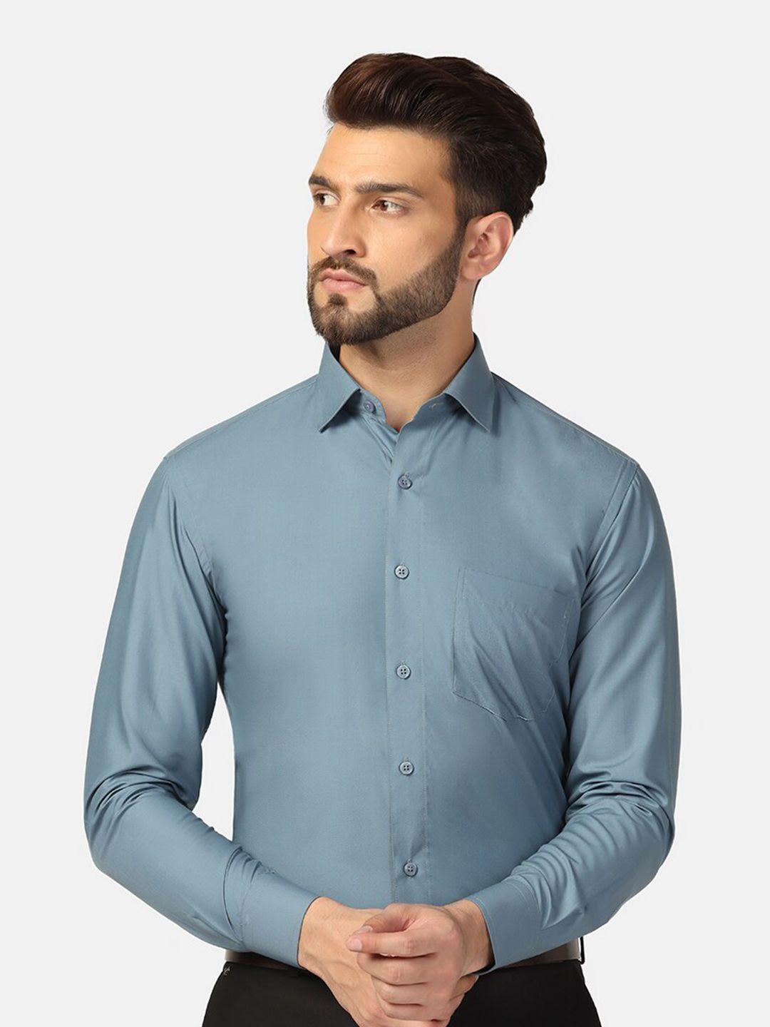 tahvo men grey slim fit opaque casual shirt