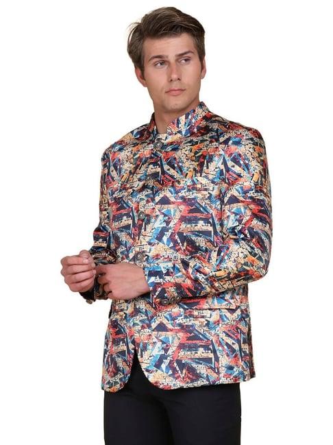 tahvo multi  slim fit printed two piece suit