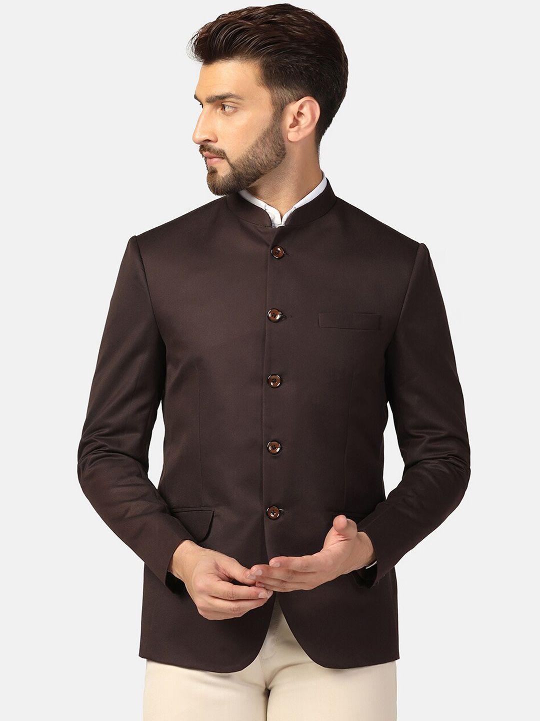 tahvo slim-fit single breasted bandhgala blazer