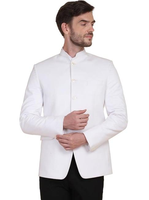 tahvo white & black cotton slim fit two piece suit