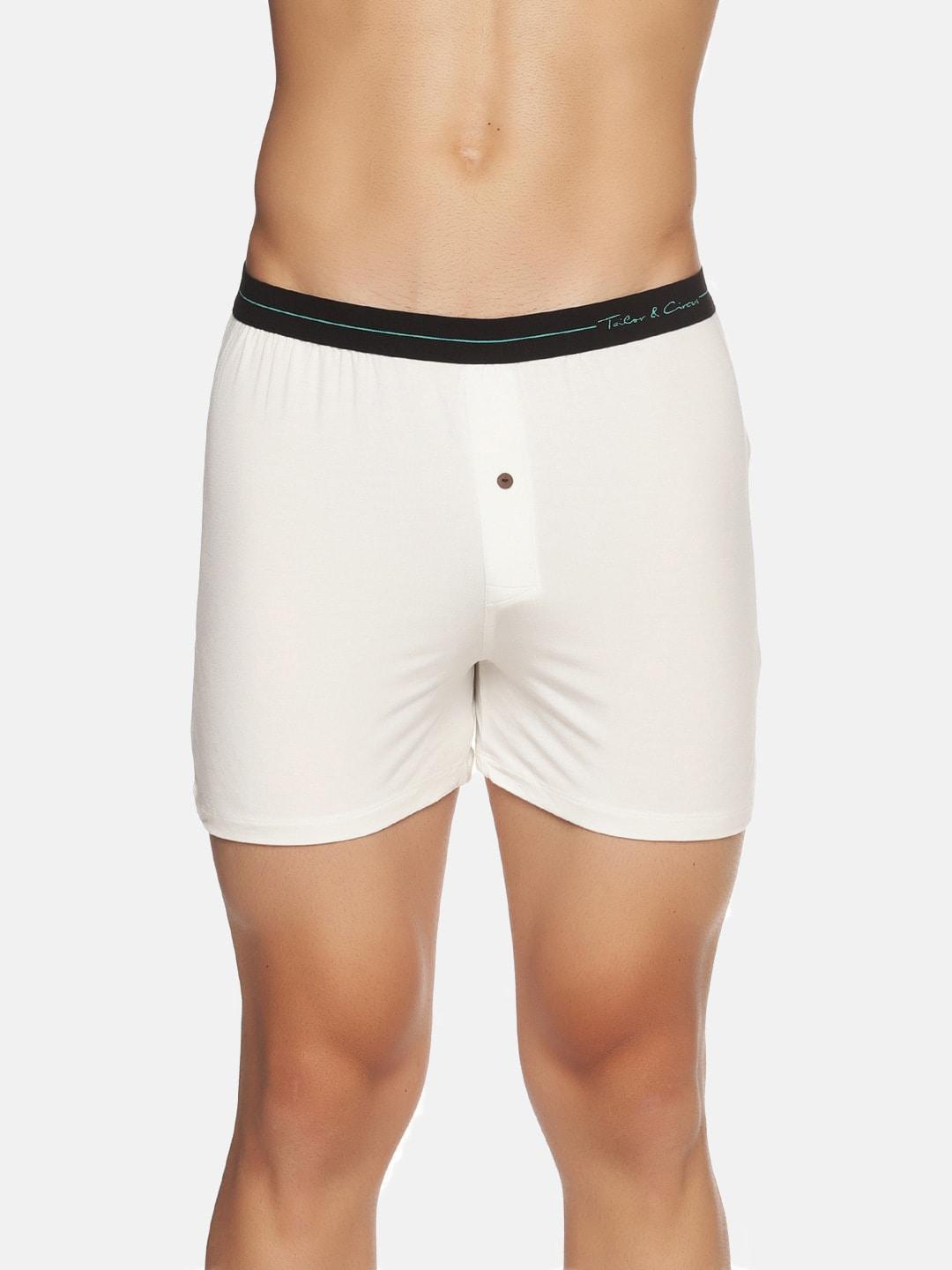 tailor & circus men white solid puresoft anti-bacterial beechwood modal boxers