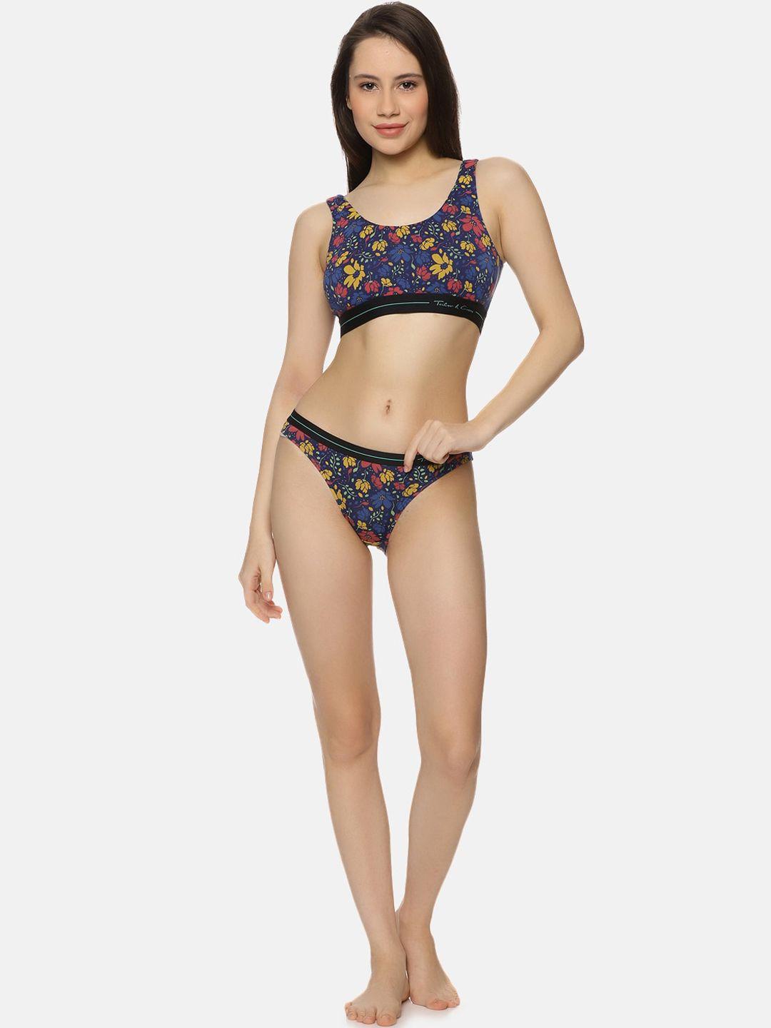 tailor & circus floral printed bikini lingerie set