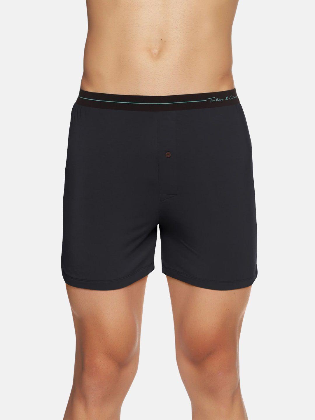 tailor & circus men black solid puresoft anti-bacterial beechwood modal boxers