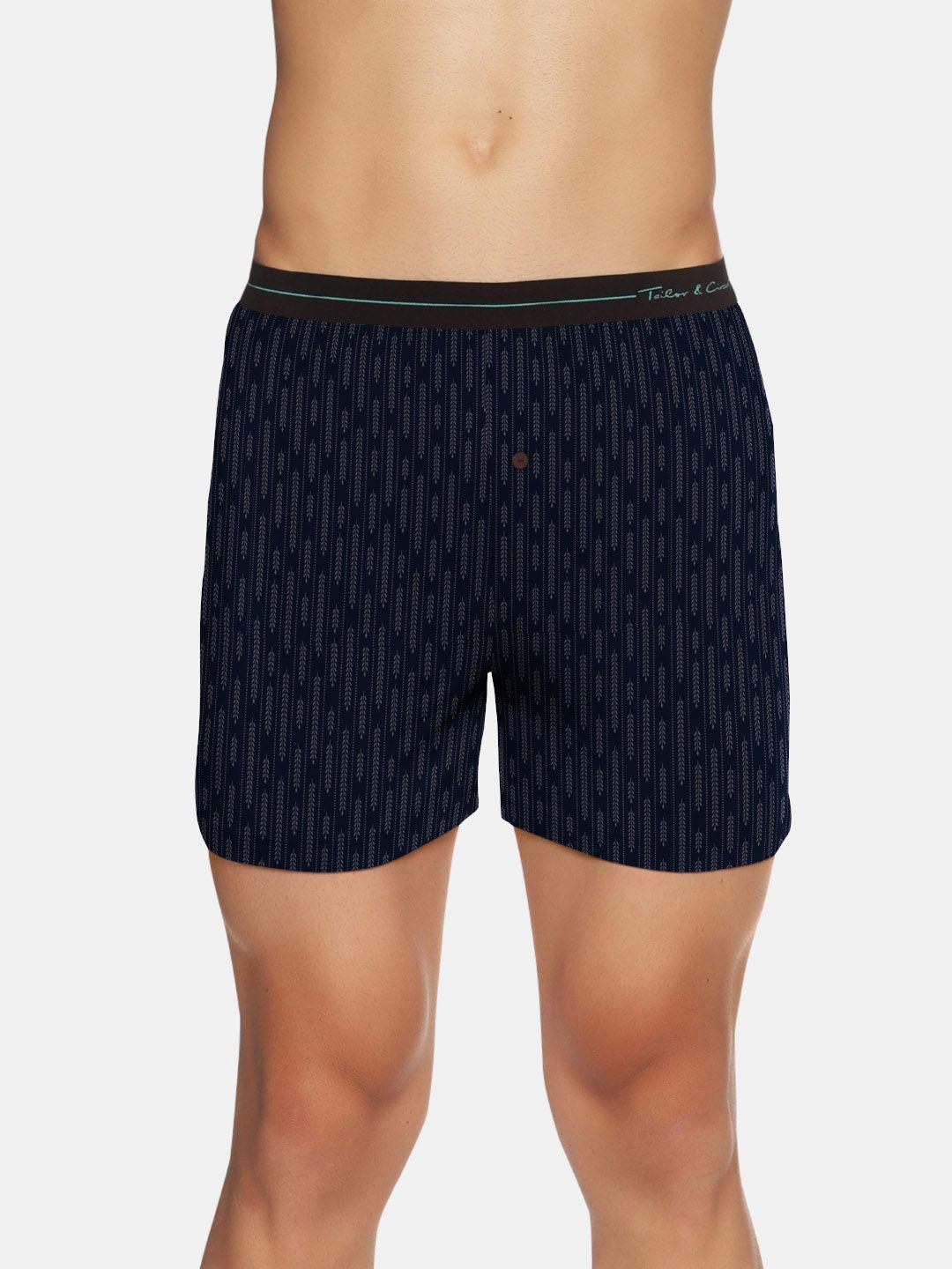 tailor & circus men navy blue printed puresoft anti-bacterial beechwood modal trunks