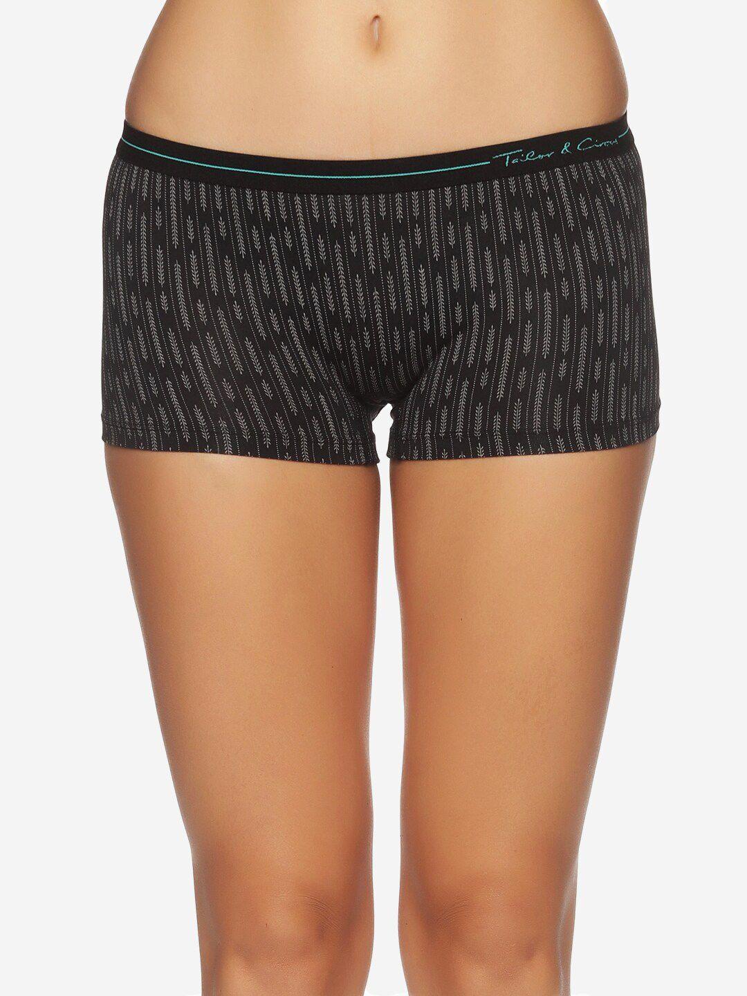 tailor & circus women black printed boy shorts briefs