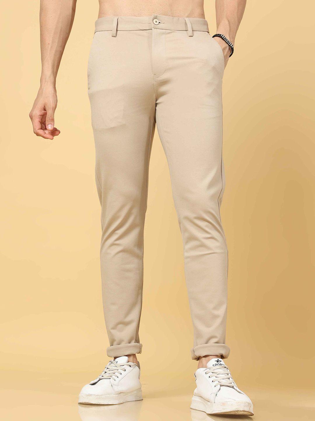 tailoraedge men beige comfort trousers