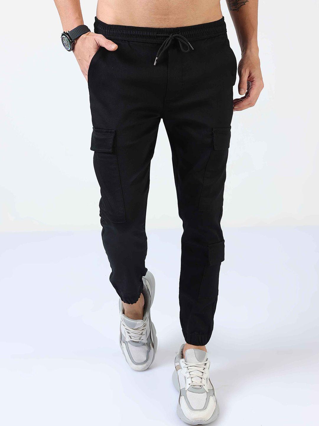 tailoraedge men black relaxed cargos trousers