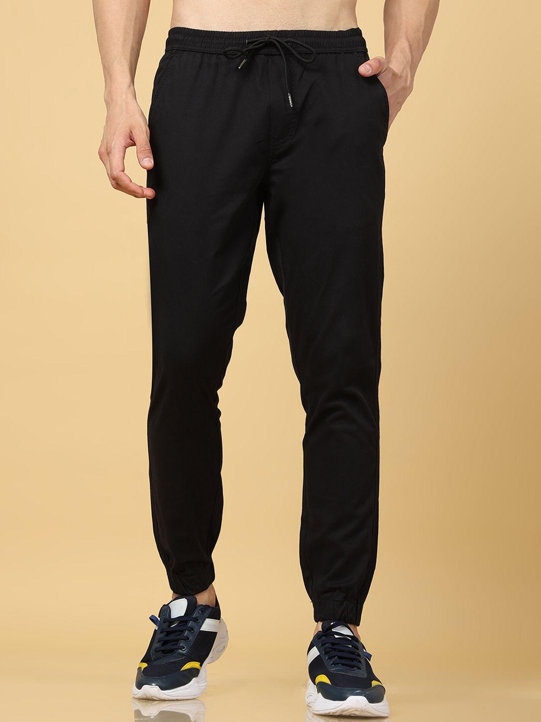 tailoraedge men black relaxed slim fit joggers trousers