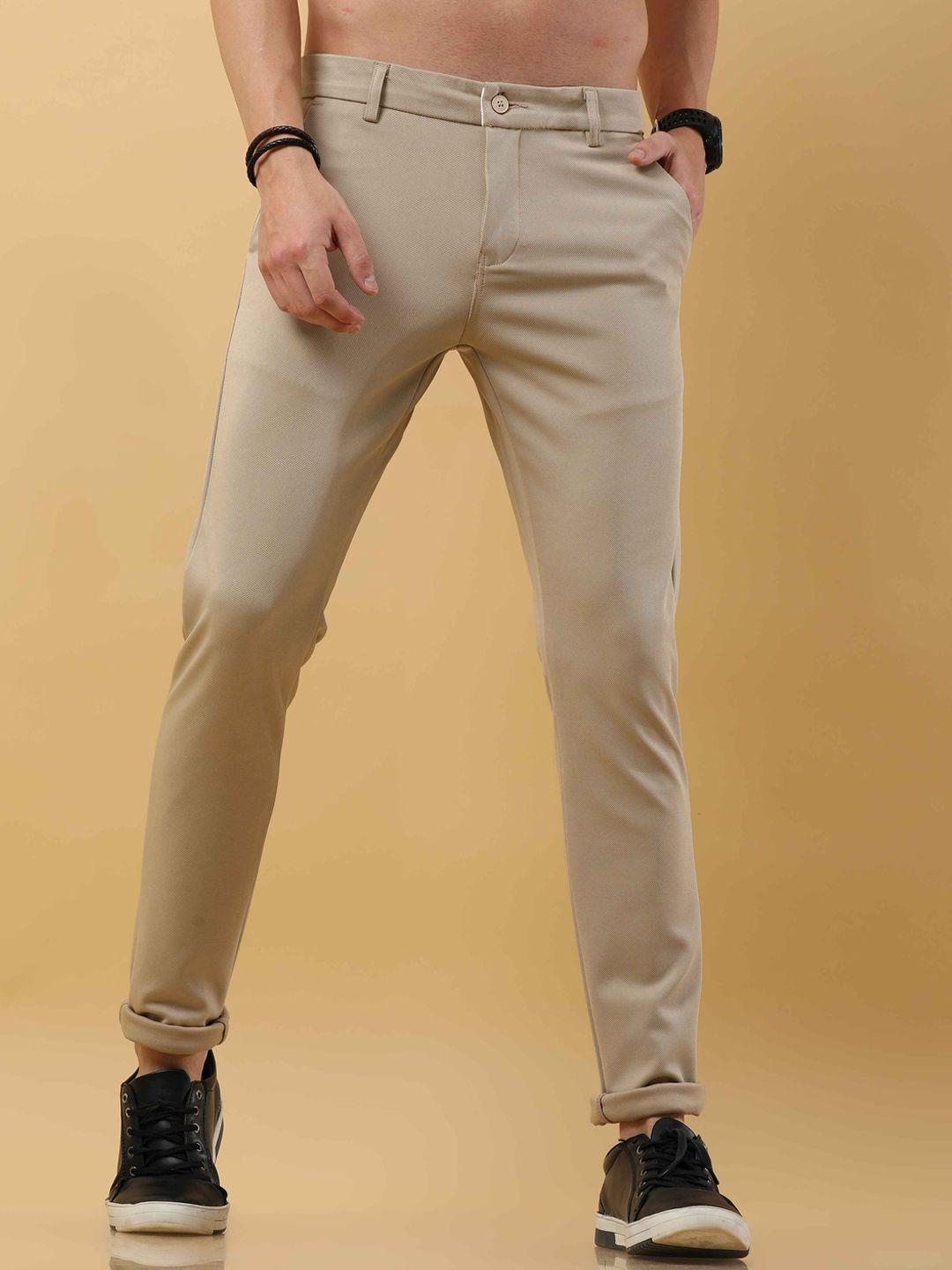 tailoraedge men cream-coloured relaxed chinos trousers