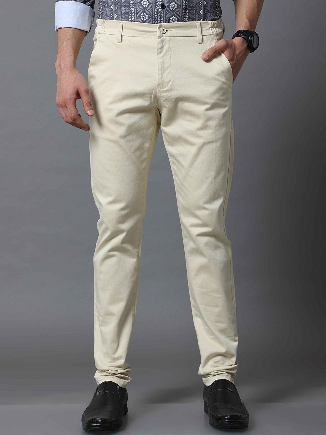 tailoraedge men cream-coloured tailored chinos trousers