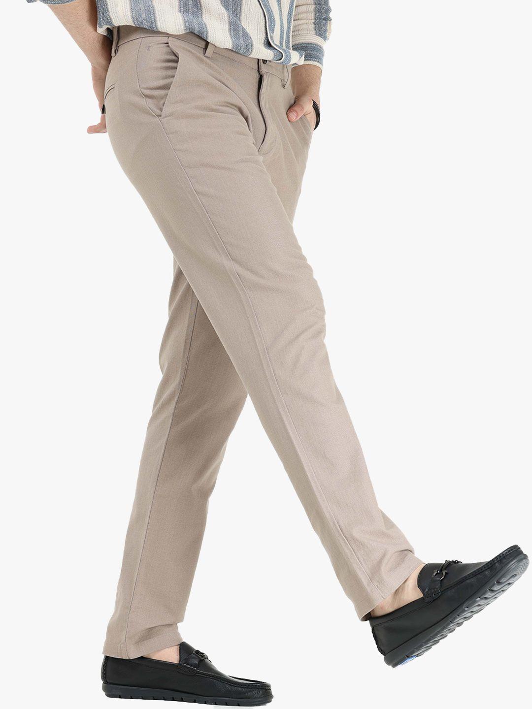 tailoraedge men mid-rise cotton tailored slim fit chinos trousers